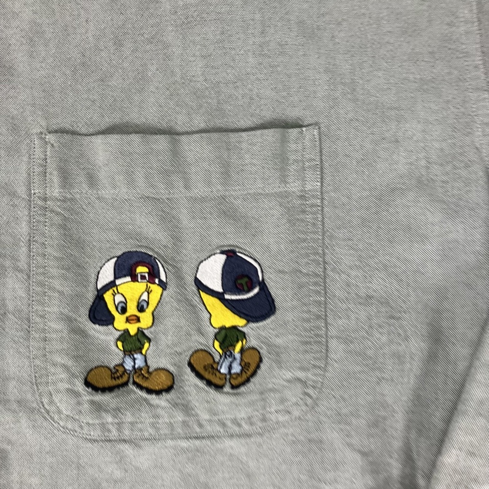Vintage ACME Clothing Co. Shirt Mens XL Gray Tweety Looney Tunes Button Down - Picture 3 of 8